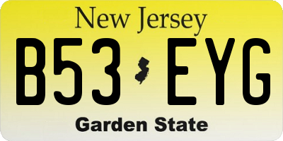 NJ license plate B53EYG