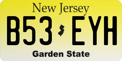 NJ license plate B53EYH