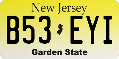NJ license plate B53EYI