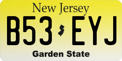 NJ license plate B53EYJ