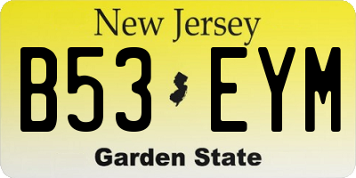 NJ license plate B53EYM