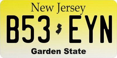 NJ license plate B53EYN