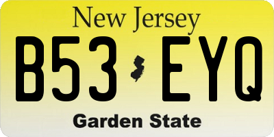 NJ license plate B53EYQ