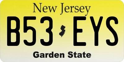 NJ license plate B53EYS