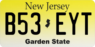NJ license plate B53EYT