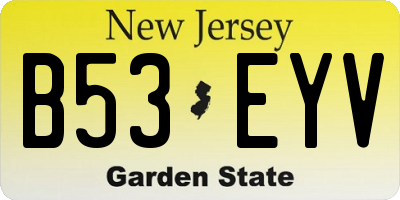 NJ license plate B53EYV