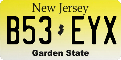 NJ license plate B53EYX