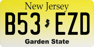 NJ license plate B53EZD