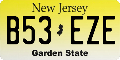 NJ license plate B53EZE