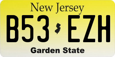 NJ license plate B53EZH