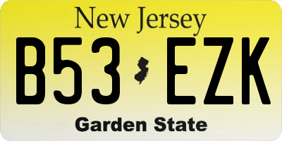 NJ license plate B53EZK