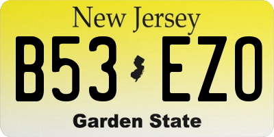 NJ license plate B53EZO