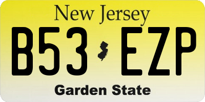 NJ license plate B53EZP