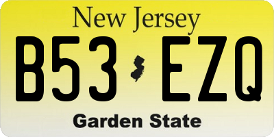 NJ license plate B53EZQ