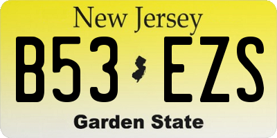 NJ license plate B53EZS