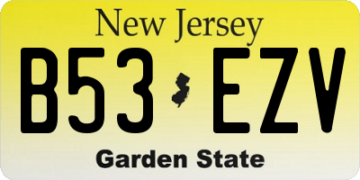 NJ license plate B53EZV