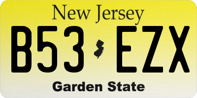 NJ license plate B53EZX