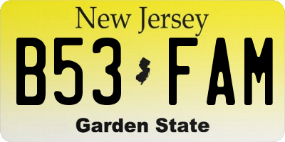 NJ license plate B53FAM