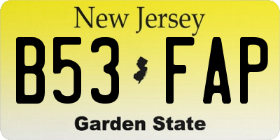 NJ license plate B53FAP