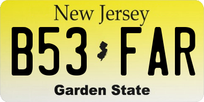NJ license plate B53FAR
