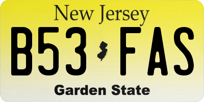 NJ license plate B53FAS