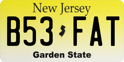 NJ license plate B53FAT