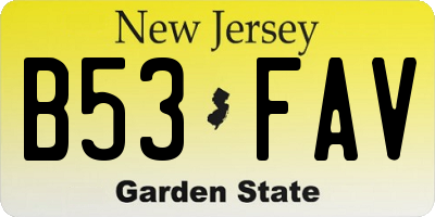 NJ license plate B53FAV