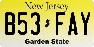 NJ license plate B53FAY