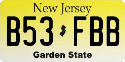 NJ license plate B53FBB