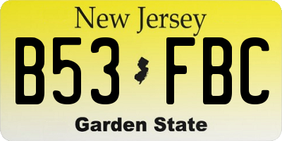 NJ license plate B53FBC