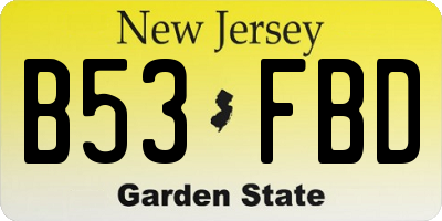 NJ license plate B53FBD
