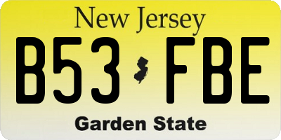 NJ license plate B53FBE