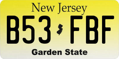 NJ license plate B53FBF