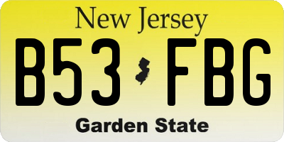 NJ license plate B53FBG