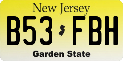 NJ license plate B53FBH