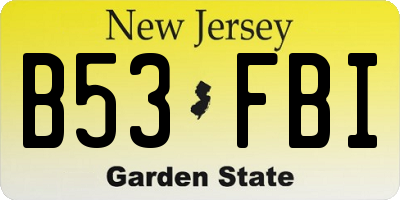NJ license plate B53FBI