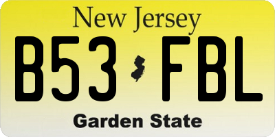 NJ license plate B53FBL