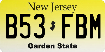NJ license plate B53FBM