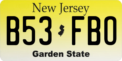 NJ license plate B53FBO
