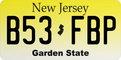 NJ license plate B53FBP
