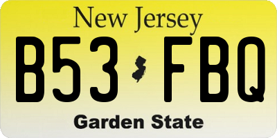 NJ license plate B53FBQ