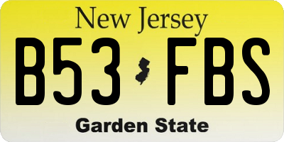 NJ license plate B53FBS