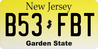 NJ license plate B53FBT