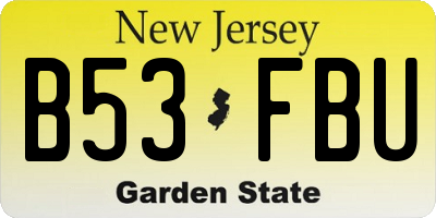 NJ license plate B53FBU