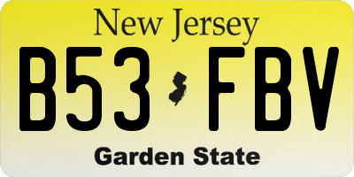 NJ license plate B53FBV