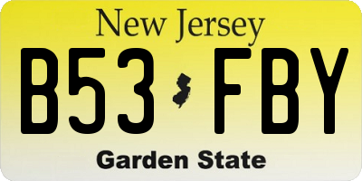 NJ license plate B53FBY