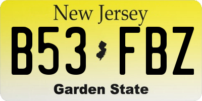 NJ license plate B53FBZ
