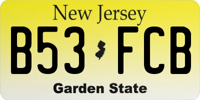 NJ license plate B53FCB