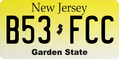 NJ license plate B53FCC