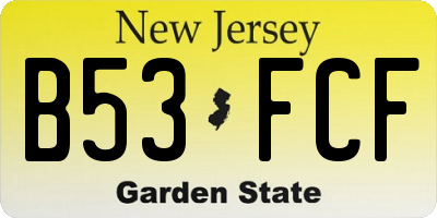 NJ license plate B53FCF